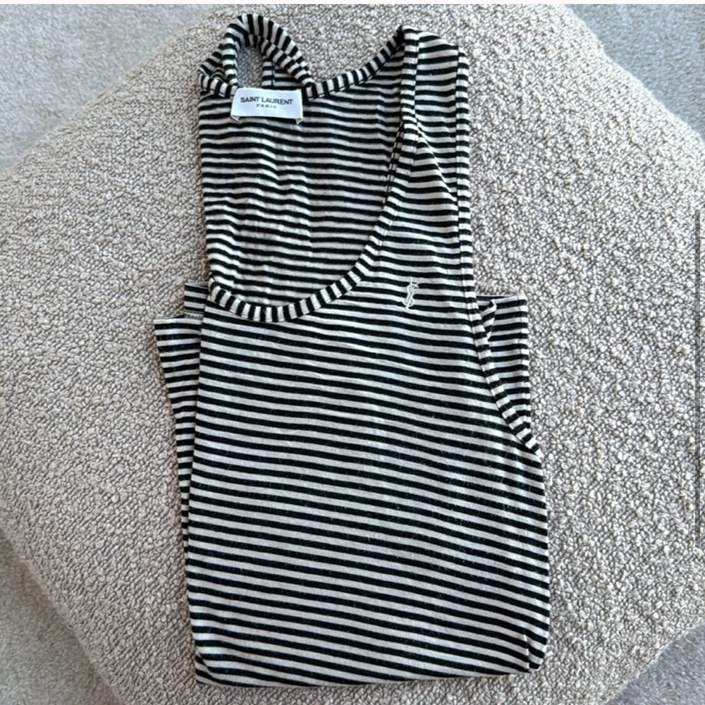 Saint Laurent Paris YSL Striped Logo Tank Top — Size Small